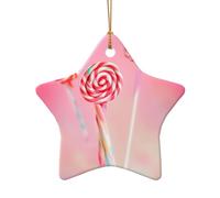WZYCWB Colorful lollipop patterned Star Shape ceramic pendant, perfect for decorating your home Christmas tree for winter parties