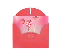 WZYCWB Colorful lollipop Printed Red Pearlescent Paper Holiday Cards 6x4 Inches - With Envelopes for Birthdays, Weddings, and Condolences