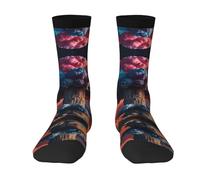 WZYCWB Colorful mushroom cloud 2 Black-1 Print Mid-Calf Socks, Elastic Sports Socks, Suitable for Running, Fitness, and Daily Workouts