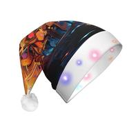 WZYCWB Colorful Music Notes Adult Santa Hats, Plush New Year Christmas Party Gifts, Unisex New Year LED Light Santa Hats