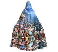 WZYCWB Colorful pebbles Halloween hooded cloak, unisex fashion cloak suitable for Halloween cosplay party