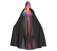 WZYCWB Colorful rainbow rain Halloween hooded cape, a stylish adult cape perfect for carnivals, themed parties, and masquerades.