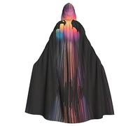 WZYCWB Colorful rainbow rain Printed adult party decoration cape, Halloween hooded cape, unisex Halloween, carnival, masquerade, role play