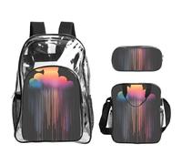 WZYCWB Colorful rainbow rain Printed backpack set | Lunch bag and pencil case | Perfect for work, business trips, and vacations.