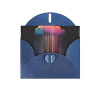 WZYCWB Colorful rainbow rain Printed Blue Pearlescent Paper Holiday Cards 6x4 Inches - With Envelopes for Birthdays, Weddings, and Condolences