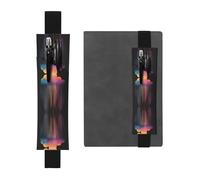 WZYCWB Colorful Rainbow rain Printed Large-Capacity PVC Pen Holder + Creative Diary Pen Bag Set with Elastic Band Anti-Slip Design