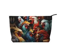 WZYCWB Colorful Roosters Standing Together Patterned Toiletry Storage Bag, Essential for organizing Cosmetics and Skincare Products.