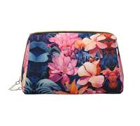 WZYCWB Colorful Tropical Plant Leaves Leather cosmetic bag with pockets, portable travel cosmetic bag, large capacity cosmetic storage bag,