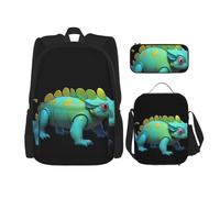 WZYCWB Concrete Chameleon Campus life backpack set (3 pieces) - school bag + pencil case + lunch bag, meet all the daily needs of students!