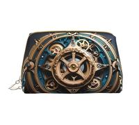 WZYCWB Cool Steampunk Gears Leather cosmetic bag with pockets, portable travel cosmetic bag, large capacity cosmetic storage bag,