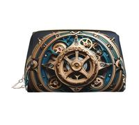 WZYCWB Cool Steampunk Gears Printed Leather Cosmetic Bag for Women - Stylish and Soft, Durable