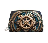 WZYCWB Cool Steampunk Gears Printed Leather Cosmetic Bag - Stylish and Portable Cosmetic Storage Bag