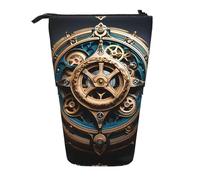 WZYCWB Cool Steampunk Gears Printed Retractable Pen Holder Suitable for use as a Simple Cosmetic Bag, Wallet, etc.