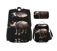 WZYCWB Cool unicorn Backpack set (3-piece set) - student school bag + pencil case + lunch bag, large capacity backpack