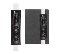 WZYCWB copper-colored skull Leather Pen Holder Bookmark, Adjustable Leather Pen Holder, Perfect for Back to School Christmas Gifts