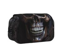 WZYCWB copper-colored skull Printing Portable Pencil Case ideal for organizing pens in the office or storing makeup brushes