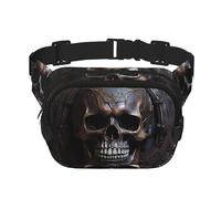 WZYCWB Copper-Colored Skull Sports Waist Bag, Trendy and Fashionable Crossbody Bag, Lightweight Travel Small Bag