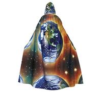 WZYCWB Cosmic Earth Printed adult party decoration cape, Halloween hooded cape, unisex Halloween, carnival, masquerade, role play