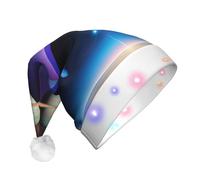 WZYCWB Cosmic Saturn Patterned Santa Hat | Plush Glowing Holiday Hat for Christmas, New Year's, and Party Events