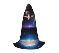 WZYCWB Cosmic Saturn Printed Large Hooded Cape, Holiday Party Costume, Carnival Party Prop, Sizes S/M/L
