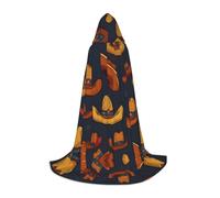 WZYCWB cowboy hat Printed Medium Hooded Cape, Holiday Party Costume, Carnival Party Prop, Sizes S/M/L