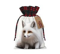 WZYCWB Crouching fox Christmas Gift Bags for Christmas Party Supplies Decorations, 8.3 * 11.8 Inch Colorblock Burlap Drawstring Gift Bags,