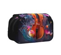WZYCWB Crystal Cello Patterned Portable Pencil Case ideal for organizing pens in the office or storing makeup brushes
