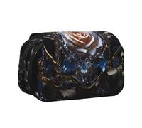 WZYCWB Crystal White Rose Patterned Portable Pencil Case ideal for organizing pens in the office or storing makeup brushes