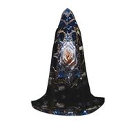 WZYCWB Crystal White Rose Print S Hooded Cape | Cosplay Costume, Halloween Anime Party Prop