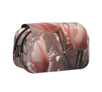 WZYCWB Crystal White Tulips Patterned Portable Pencil Case ideal for organizing pens in the office or storing makeup brushes