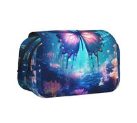 WZYCWB Curious Butterfly Patterned Portable Pencil Case ideal for organizing pens in the office or storing makeup brushes