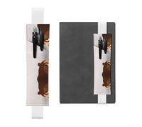 WZYCWB Cute bear head Leather Pen Holder Bookmark, Adjustable Leather Pen Holder, Perfect for Back to School Christmas Gifts