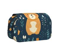 WZYCWB Cute Bear Patterned Portable Pencil Case ideal for organizing pens in the office or storing makeup brushes
