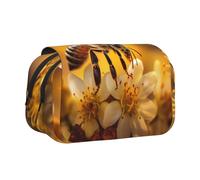 WZYCWB Cute Bee Patterned Portable Pencil Case ideal for organizing pens in the office or storing makeup brushes
