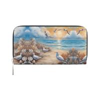 WZYCWB Cute black cat Leather clutch bags zipper wallets and card holders are perfect for travel or daily use, Many Cute Seagulls, One Size