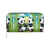 WZYCWB Cute black cat Leather clutch bags zipper wallets and card holders are perfect for travel or daily use, Two Happy Pandas, One Size