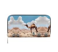 WZYCWB Cute black cat Leather clutch bags zipper wallets and card holders are perfect for travel or daily use, Walking Camel, One Size