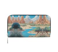 WZYCWB Cute black cat Leather clutch bags zipper wallets and card holders are perfect for travel or daily use, Oasis In The Desert, One Size