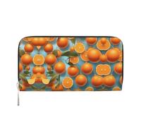 WZYCWB Cute black cat Leather clutch bags zipper wallets and card holders are perfect for travel or daily use, Many Delicious Oranges, One Size