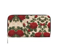 WZYCWB Cute black cat Leather clutch bags zipper wallets and card holders are perfect for travel or daily use, Many Red Roses, One Size