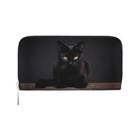 WZYCWB Cute black cat Leather clutch bags zipper wallets and card holders are perfect for travel or daily use, Cute Black Cat, One Size