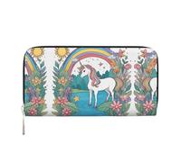 WZYCWB Cute black cat Leather clutch bags zipper wallets and card holders are perfect for travel or daily use, Unicorns By The River, One Size