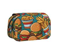 WZYCWB cute burger fries Patterned Portable Pencil Case ideal for organizing pens in the office or storing makeup brushes