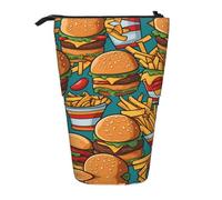 WZYCWB Cute Burger Fries Retractable Storage Container for Pen Holders, Makeup Brush Holders, or Coin Drawstring Bags.
