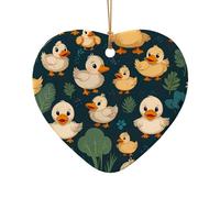 WZYCWB Cute cartoon bunny patterned Heart Shape ceramic pendant, perfect for decorating your home Christmas tree for winter parties