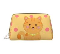 WZYCWB cute cartoon kitten Leather cosmetic bag with pockets, portable travel cosmetic bag, large capacity cosmetic storage bag,