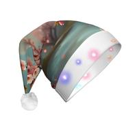 WZYCWB Cute cartoon peach blossom Patterns Santa Hat | Plush Glowing Holiday Hat for Christmas, New Year's, and Party Events