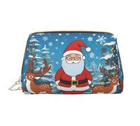 WZYCWB Cute Christmas deer Leather cosmetic bag with pockets, portable travel cosmetic bag, large capacity cosmetic storage bag,