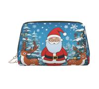 WZYCWB Cute Christmas Deer Printed Leather Cosmetic Bag - Stylish and Portable Cosmetic Storage Bag