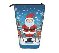 WZYCWB Cute Christmas Deer Printed Retractable Pen Holder Suitable for use as a Simple Cosmetic Bag, Wallet, etc.